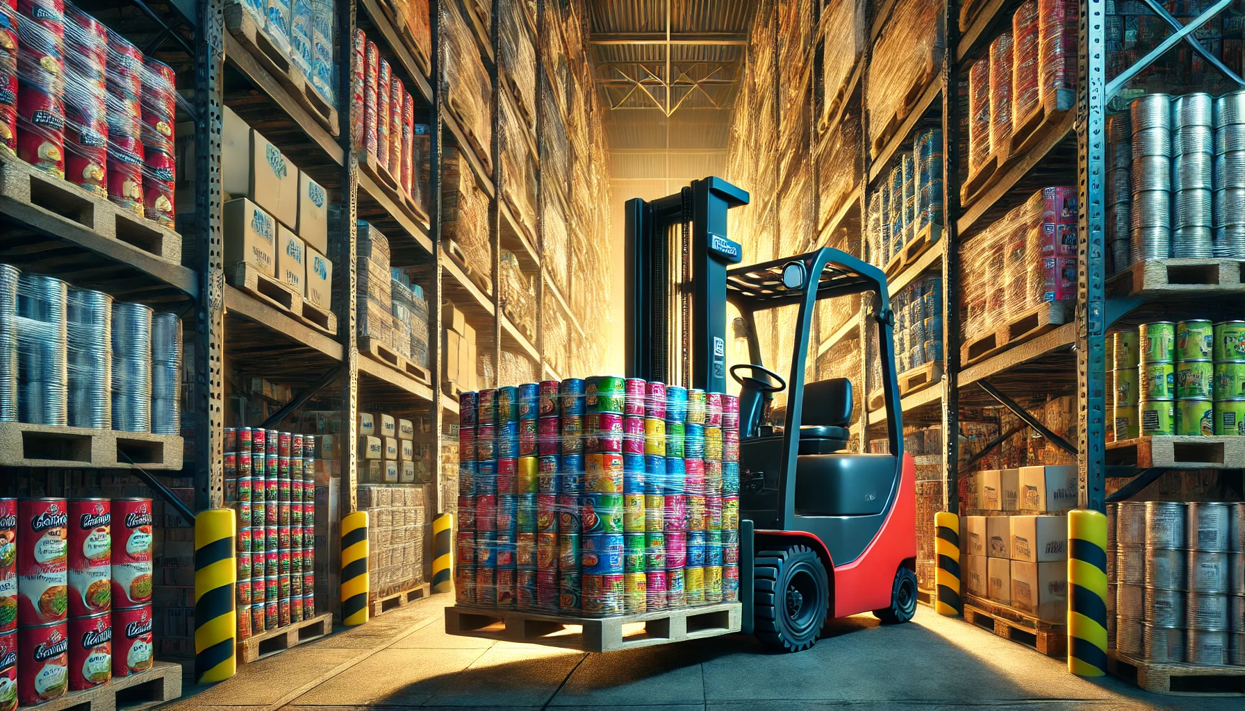 Image of a pallet of items on a forklift